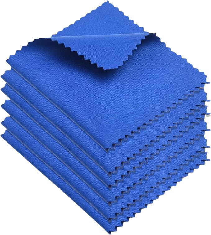 Eco-Fused Microfiber Cleaning Cloth - 7x6'' Microfiber Cloth - Pack of 6 Blue Lens Cleaning Wipes - Cleaning Cloth for Glasses, Eyeglasses, Camera Lens & Phones