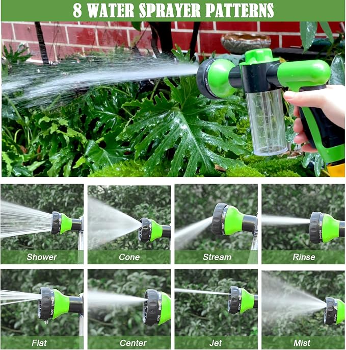Dog Wash Sprayer Outdoor, 8-in-1 Dog Sprayer Hose Attachment | with Massage Brush and Pet Grooming Comb, Garden Hose Nozzle for Watering Flowers, Car Washing, Pet Bathing
