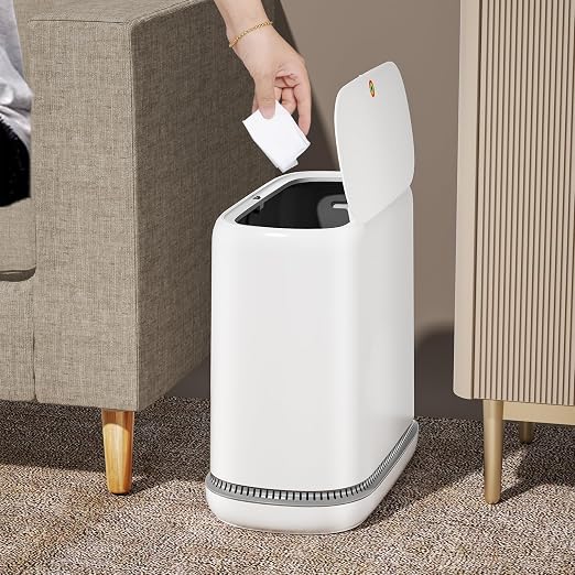 3.3 Gallon Slim Garbage Can with Lid and 75 Counts trash bag