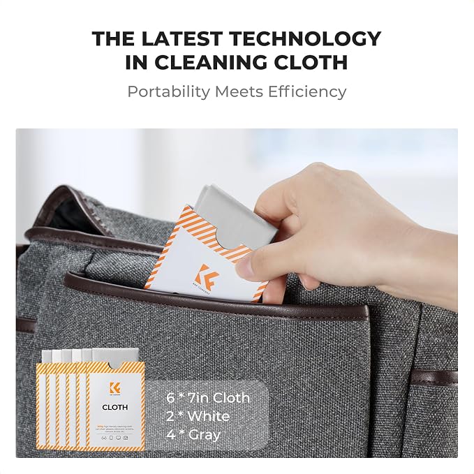 K&F CONCEPT Microfiber Lens Cleaning ClothX12,Glasses Cleaning,High Density | Individually Packaged,Percision Cleaning,Washable And Reusable,for Eyeglasses,Camera Lens,Screen Cleaning,White & Grey,MC01