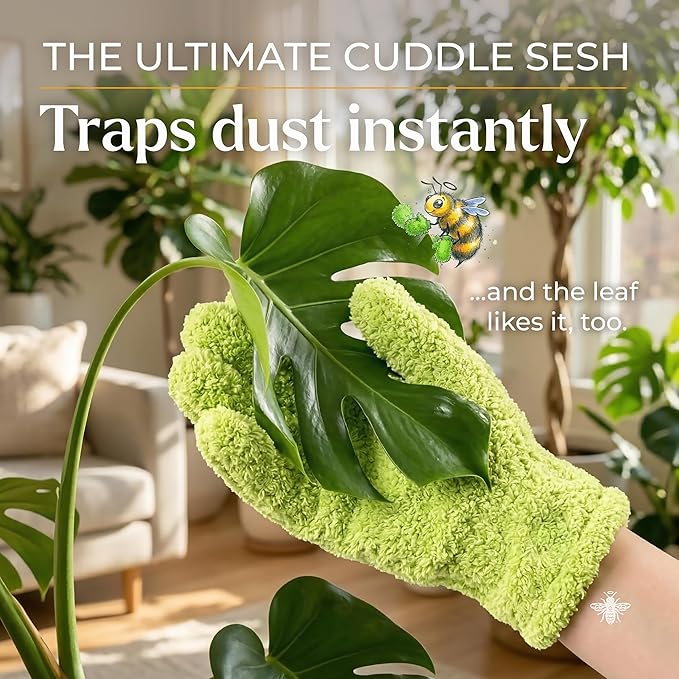 Microfiber Dusting Gloves for Plants, Premium Leaf Cleaning Gloves for Houseplants - Reusable, Lint Free