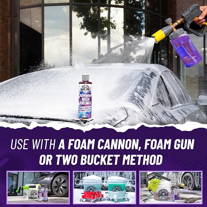 Chemical Guys, Extreme Bodywash & Wax Car Wash Soap, 1 Gallon | Thick clinging foam in cannons, guns or buckets, carnauba adds gloss, gentle on wax and sealant, grape scent