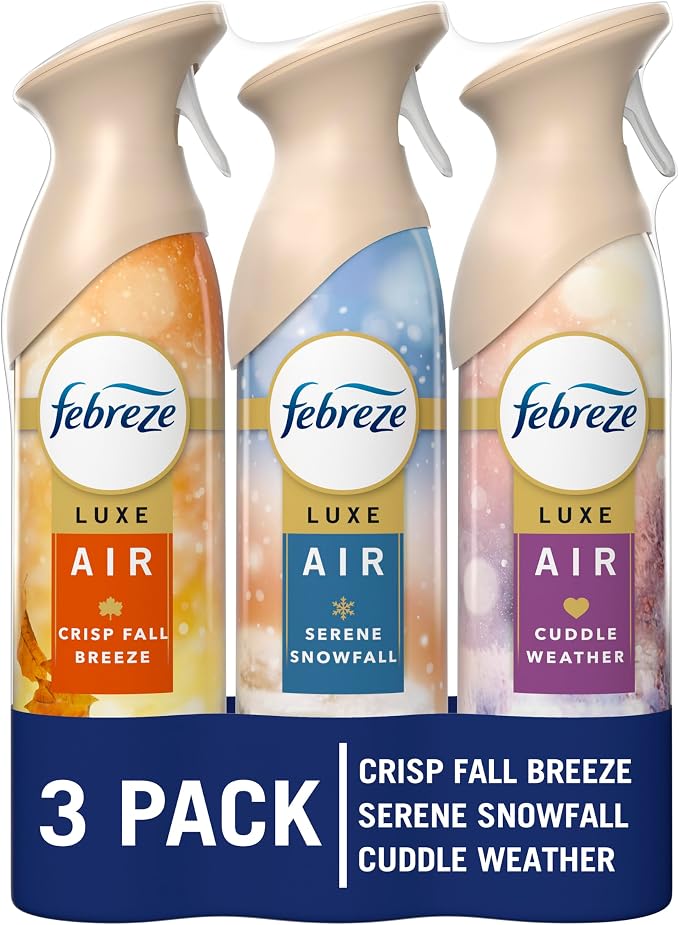 Febreze Odor-Fighting Air Freshener Spray, Room Spray, Crisp Fall Breeze, Cuddle Weather & Serene Snowfall Air Mist, 8.1 oz, 3ct
