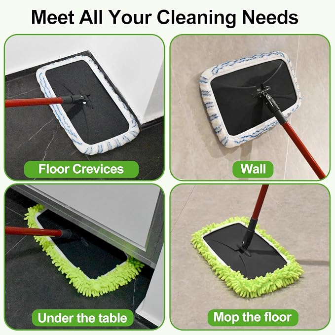 Microfiber Flat Mops for Floor Cleaning Ocedar Hardwood Floor 'N More Mop, Large Surface Dust Flat Mop with 2 Reusable Pads & 1 Extendable Handle, Washable Hardwood Floors Mopping to Dry and Wet Clean