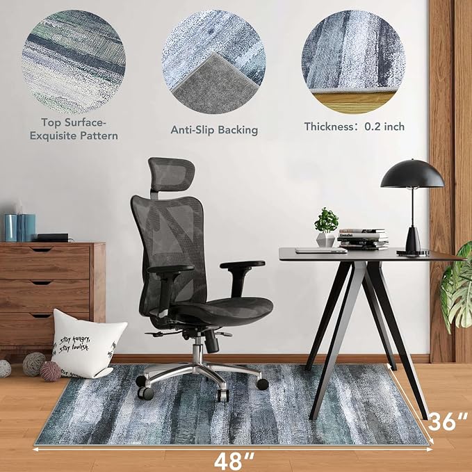 Office Chair Mat for Hardwood Floor&Tile Floor,36"X 48"-Abstract Dark Grey | Heavy Duty Desk Chair Mat for Hard Floors,Under Desk Rug for Rolling Computer Chair,Anti Slip,Low Pile Carpet Floor