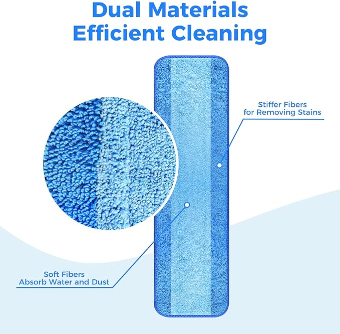 4-Pack 18 Inch Microfiber Mop Pads Compatible with Bona, Washable Reusable | Compatible With Bona And Similar 18" Mops; Dual-Sided Microfiber For Wood, Tile, Laminate, Vinyl And Stone Floors
