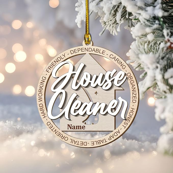 Personalized Cleaning Tools Ornament, Custom Housekeeping Christmas Tree Decoration, Holiday Keepsake Gift for Cleaners, Janitors, Pressure Washers, Housekeepers, Maids and Cleaning Lovers (Clean 3)
