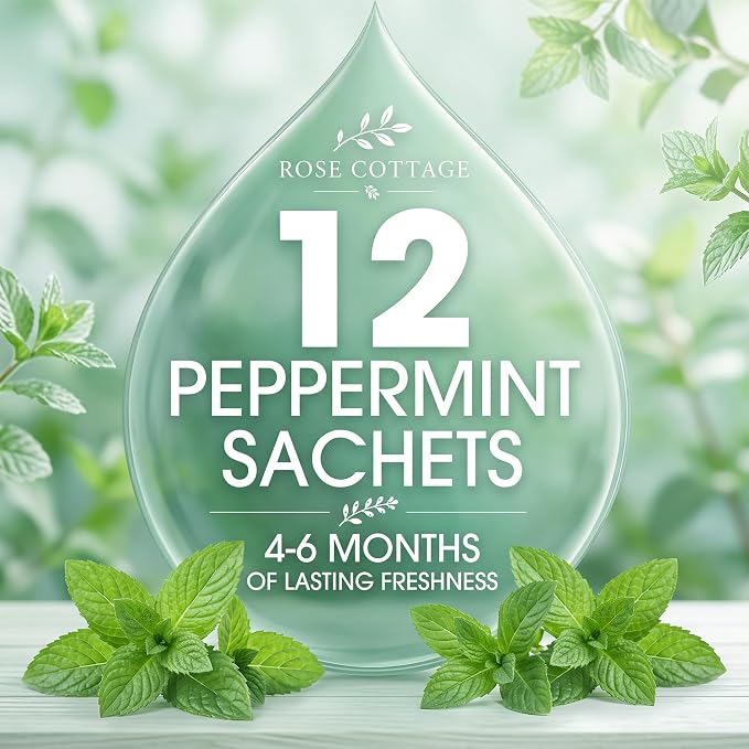 Large 12 Packs Peppermint Hanging Scented Sachets Long-Lasting Closet Deodorizer Air Freshener Fabric Refresher Odor Eliminator for Drawer Home Fragrance Gift Set