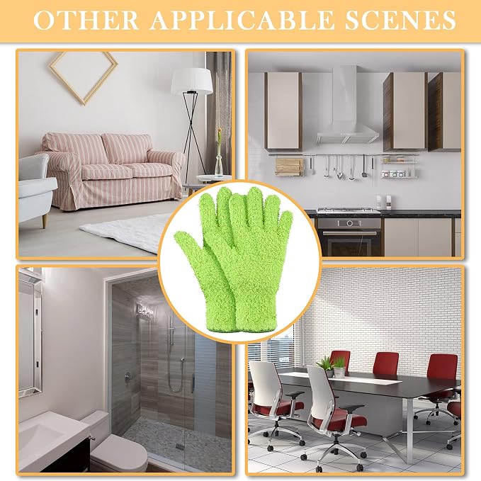 Patelai 3 Pairs Microfiber Dusting Gloves for Plants Leaf, Medium | Green Yellow, Blue, Pink,Plant Cleaning Gloves, Reusable Washable Gloves,House Furniture Blinds Dusting