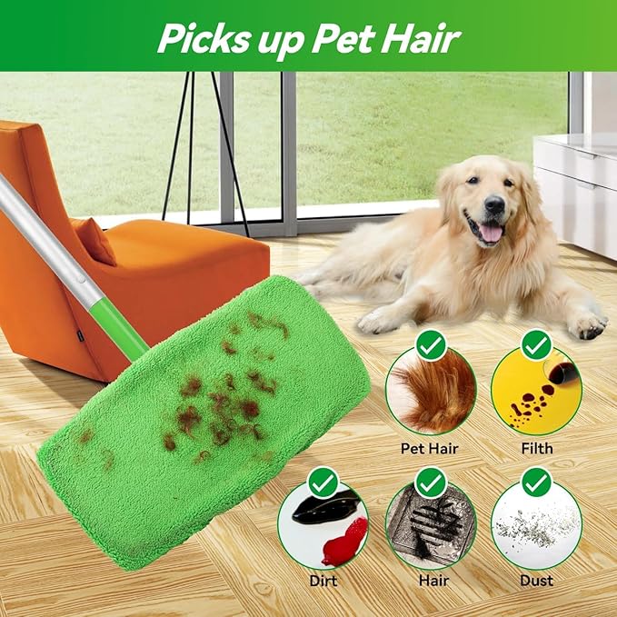 4PCS Reusable Microfiber Mop Pads for Swiffer Sweeper(Mop not Include) | Washable Refills Pads for Wet & Dry Sweeping Cloths Mop Head Replacement for Household Cleaning