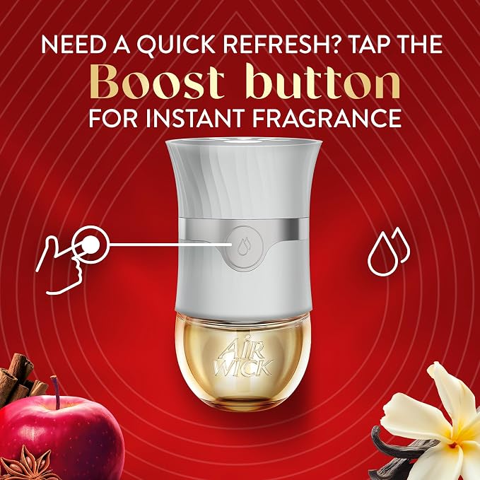 Air Wick Vibrant Plug-In Scented Oil Refills, 5 Count, Warm Apple & Cinnamon, Air Freshener, Essential Oils, Fall Scent, Fall Decor