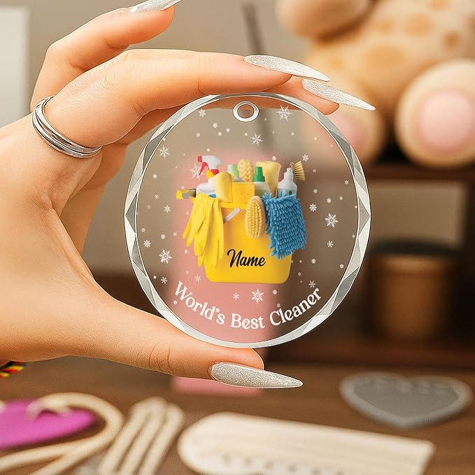 Personalized Cleaning Tools Ornament, Custom Housekeeping Christmas Tree Decoration, Holiday Keepsake Gift for Cleaners, Janitors, Pressure Washers, Housekeepers, Maids and Cleaning Lovers (Clean 1)