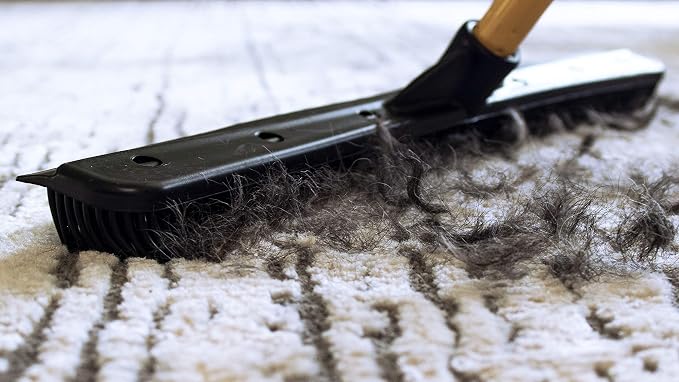 FURemover Pet Hair Removal Rubber Broom, Heavy Duty Cleaning 18" Broom Head | Multi-Surface Rubber Broom with Built in Squeegee Edge, Sweeps up Fur, Hair, and Debris on Tile, Wood, Vinyl, and Carpet