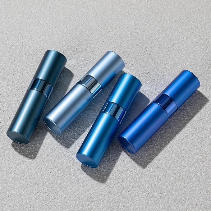 Lulupack Travel Perfume Bottle Refillable - Cologne Spray Atomizer Mini - Small Travel Size Sprayer Empty for Refill Sample Container - Portable Fragrance Decant Dispenser for Men Women 8ml 4PCS Blue