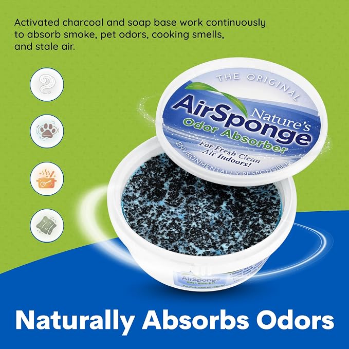 Nature's Air Sponge Odor Absorber, 1/2 Lb - 6 Pack, Set of 6 | Activated Charcoal Deodorizer for Home, Office, Car & Storage, Neutralizes Pet, Smoke & Musty Odors, Covers Up to 300 Sq. Ft.