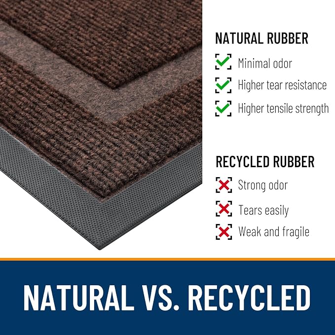 OLANLY Front Door Mat Outside 59x34, All-Season Heavy-Duty Rubber Doormat | Dark Brown, Absorbent, Stain Fade Resistant, Waterproof Non-Slip Backing, Low-Profile Indoor Outdoor Floor Mat for Entryway