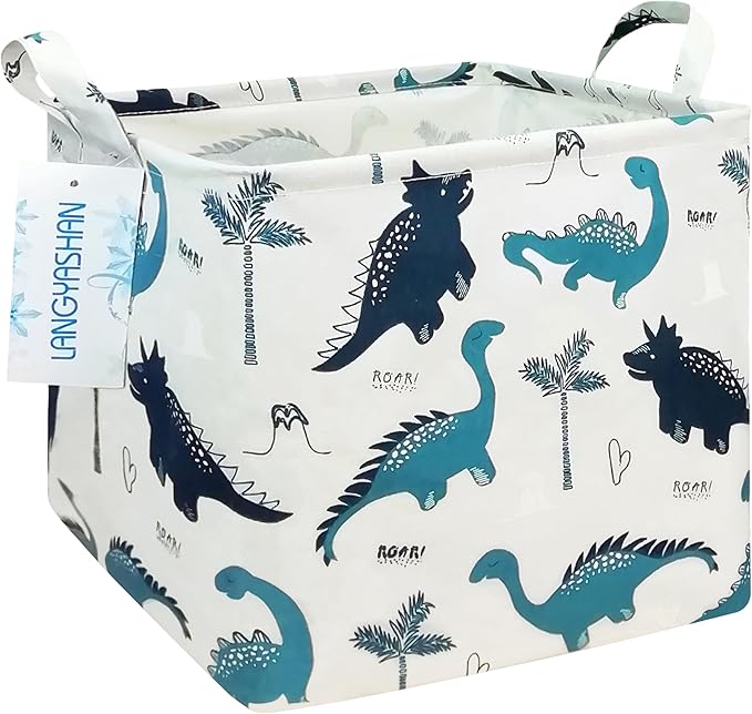Square Storage Baskets Children Shelves Gift Toy Organizer Room Dinosaur | Laundry Hamper Collapse Canvas with Handles for Organizing Home Kitchen Children Toys Office Closet Shelf