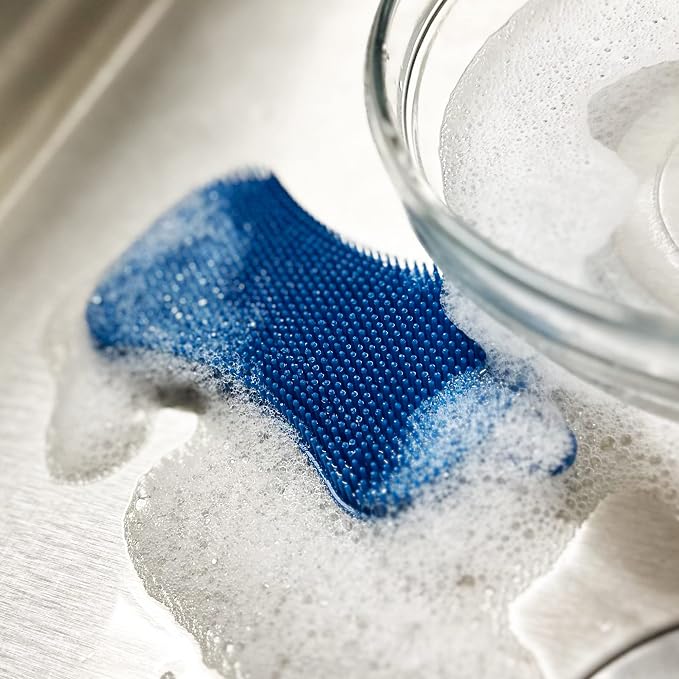 R&M International 96617 Reusable Silicone Sponge for Kitchen Cleaning, Scrubbing Dishes, and Wiping Surfaces, 5” x 2.75", Single