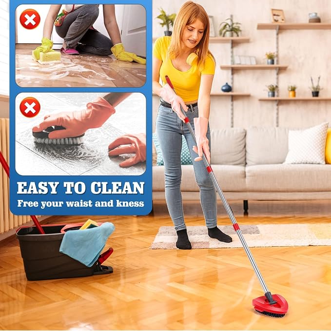 6 Pack Spin Mop Replacements Head Compatible for Ocedar RinseClean 2-Tank System,Microfiber Spin Mop Refills Head,2 Mop Scrub Brush + 1 Mop Base + 6 Pack Cleaning Floor Mop Head