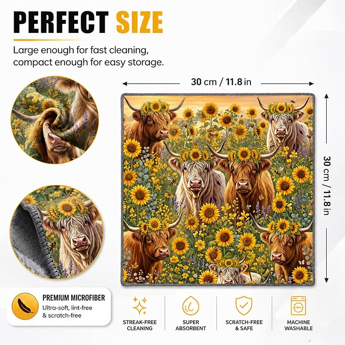 Frog Microfiber Towels for Cars, Scratch-Free Auto Cleaning Cloths | High-Absorbency Microfiber Clean Cloths Lint-Free Scratch-Free for Glass,Paint 11.8 x 11.8 inch,Frog Gift for Nature Lover
