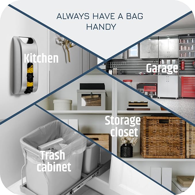 Wall-Mounted Plastic Bag Holder & Grocery Bag Organizer / Dispenser | Space-Saving Grocery Bag Holder for Plastic Bags, Large-Capacity Plastic Bag Organizer for Kitchen, Pantry, Cabinet or Wall