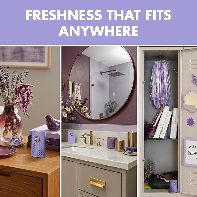 Arm & Hammer OdorBusterz ShelfMATE™, Lavender – Decorative Odor Absorber with Baking Soda for Small Spaces, Closets & Storage Areas