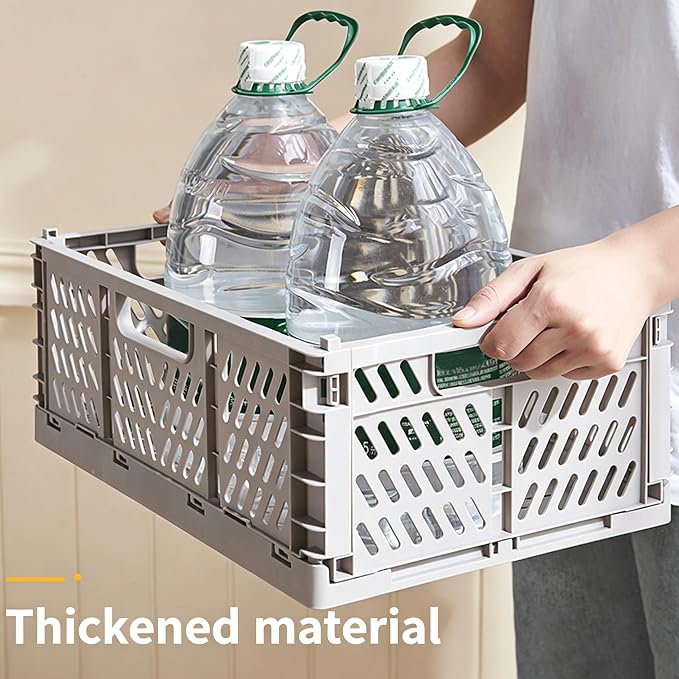 Tobeso-Nuoze 2 Pack Pastel Plastic Storage Baskets-20L Space-Saving Bins | Plastic Collapsible Storage Crates Foldable Plastic Crates for Storage Collapsible Crates for Organizing (Dark Green)
