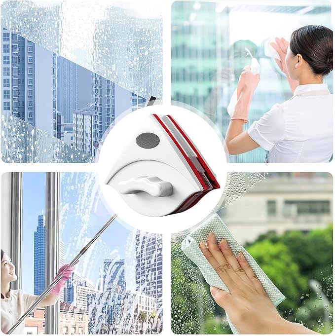 Double Sided Magnetic Window Cleaner, Magnetic Window Cleaning Brush, Window Wipers for Glass, Window Cleaning Tools Glasses Cleaner Cleaning Brush for High