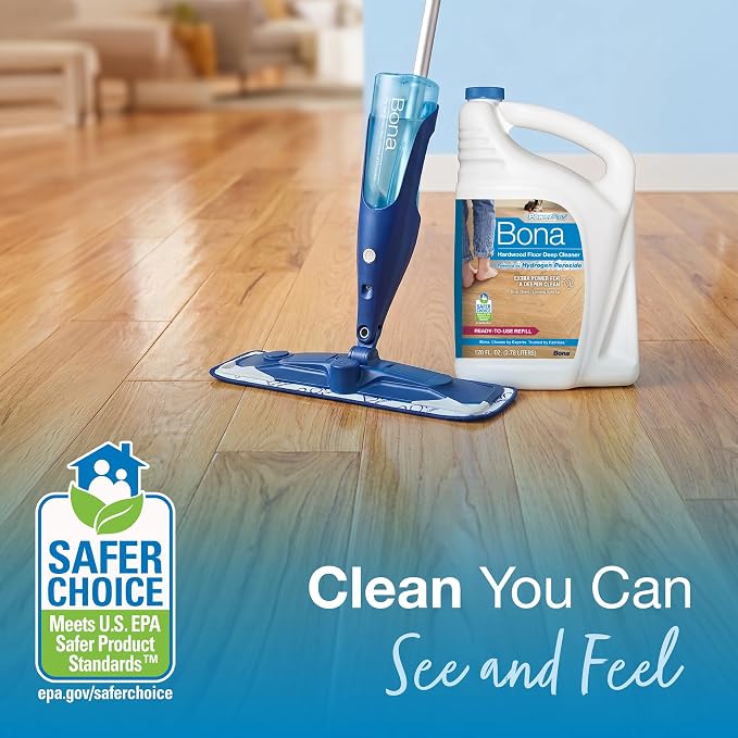 Bona PowerPlus Hardwood Floor Deep Cleaner Refill - 128 fl oz - Refill for Bona Spray Mops and Spray Bottles - Residue-Free Floor Cleaning Solution for Wood Floors | Refill for Bona Spray Mops and Spray Bottles - Residue-Free Floor Cleaning Solution fo...