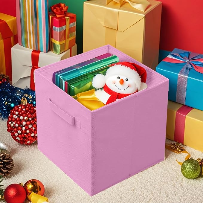 ShellKingdom Storage Bins, Foldable Fabric Storage Cubes And Cloth Storage | Storage Organizer For Closet And Toys, 10.5x10.5x11 INCH, 2 Pack (Pink)