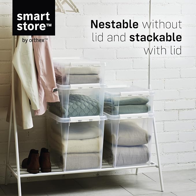 SmartStore Classic 2 Clear Box Storage, 2L/2.1QT BPA-Free Stackable Container with Clip Lock Lid, Food Safe Plastic Bins for Organization, 10 Pack
