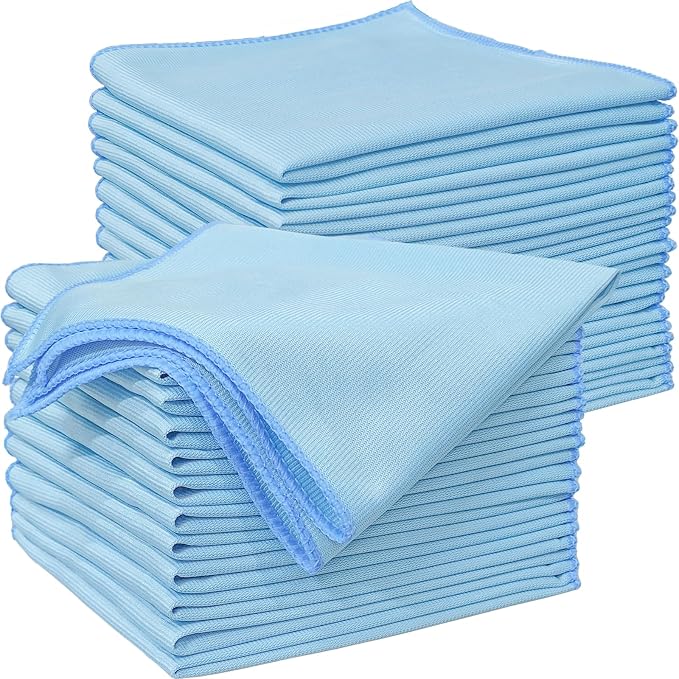 24 Pack Microfiber Glass Cleaning Cloth 16 Inch X 16 Inch Polishing Cloths Glass Cleaning Towel Lint Free Cloth for Cleaning Windows, Glasses, Mirrors, Windshields, Stainless Steel