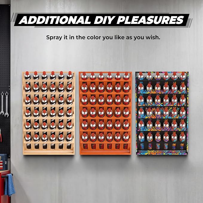 Sidasu Spray Can Storage Rack, 36-Can Wall Mount Spray Can Holder | 6-Tier Design, Wooden Spray Bottle Holder, DIY Paintable, Paint Can Organizer for Garages and Workshops