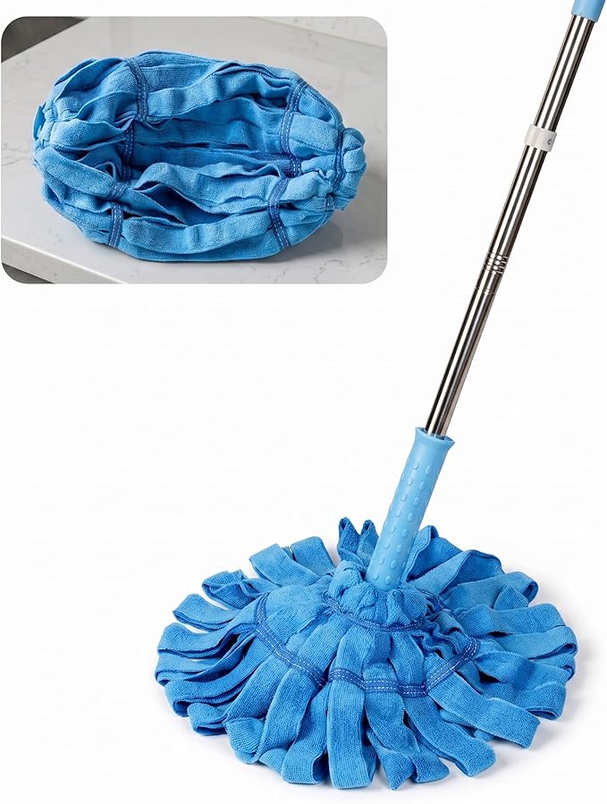 EaseYourDay Self-Wringing Twist Mop, Microfiber Floor Mop with 2 Heads