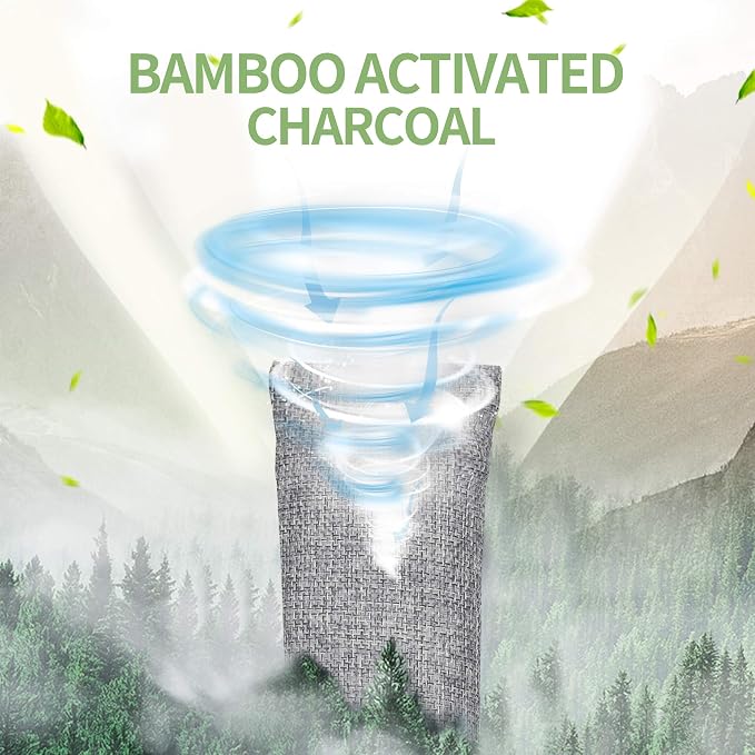 Bamboo Charcoal Air Purifying Bag,Activated Charcoal Odor Absorber for Shoe | 16 Pack Natural Shoe Deodorizer for Strong Odors, Odor Eliminators For Home, Car, Closet, Basement, Pet (16x50g)