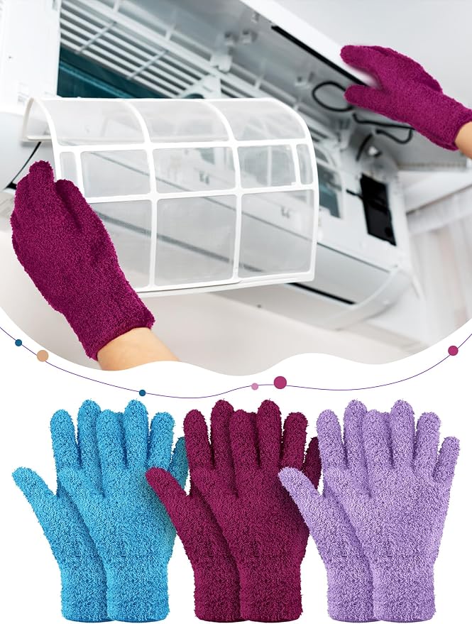 Patelai 3 Pairs Microfiber Dusting Gloves for Plants Leaf, Small | Black, Brown, Dark Brown,Plant Cleaning Gloves, Reusable Washable Gloves,House Furniture Blinds Dusting