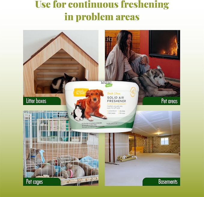 Citrus Magic Pet Solid Air Fresheners, Fresh Citrus, 20 Ounce, Pack of 2 | Odor Absorbing, Passive Diffusion, Odor Elimination Up to 12 Weeks Each, Ideal for Dog & Cat Areas and Litter Boxes