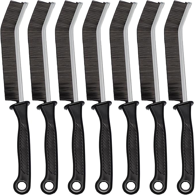 Crevice Cleaning Brush Set, Hard Bristle Grout Brush, 7-Pack | Narrow Cleaning Brushes with Stiff Bristles for Grout, Gaps, Kitchen Sinks, Bathroom Tiles, Window Tracks and Tight Spaces