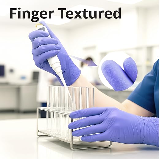 SwiftGrip Disposable Nitrile Exam Gloves, 3mil, Large, Box of 100, Violet Nitrile Gloves Disposable Latex Free for Medical, Cleaning, Cooking & Esthetician, Food-Safe, Powder-Free, Purple