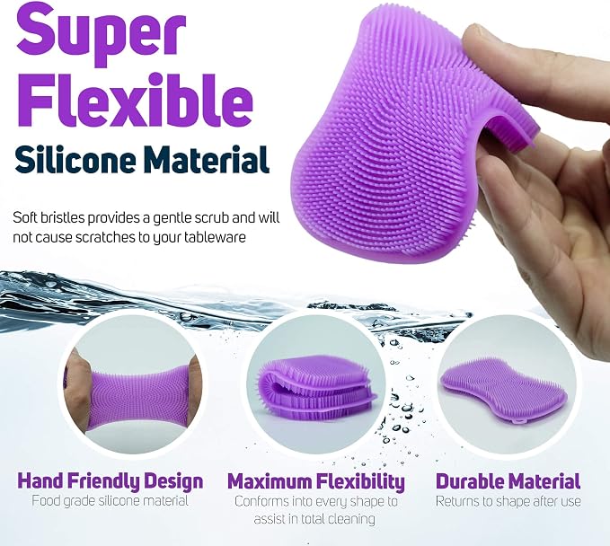Silicone Sponges Kitchen, Sponges for Dishes 3 Scrub Dish Sponges Kitchen Cleaning Sponges