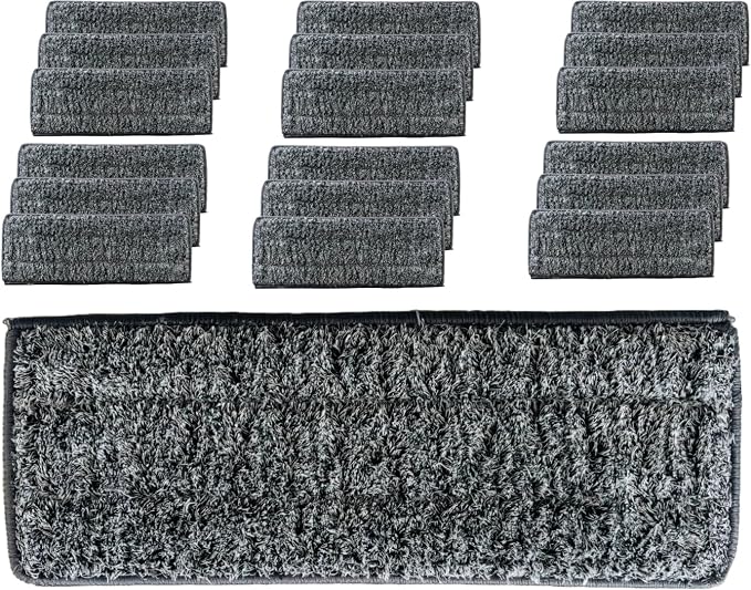 18 Pack Flat Mop Pads, 13" X 4.9" Flat Mop Microfiber Mop Head/Refill/Pad, Washable Squeeze Cleaning Mop Pads Replacement Heads - Grey | Reusable Cleaning Pads for Efficient Everyday Floor Cleaning