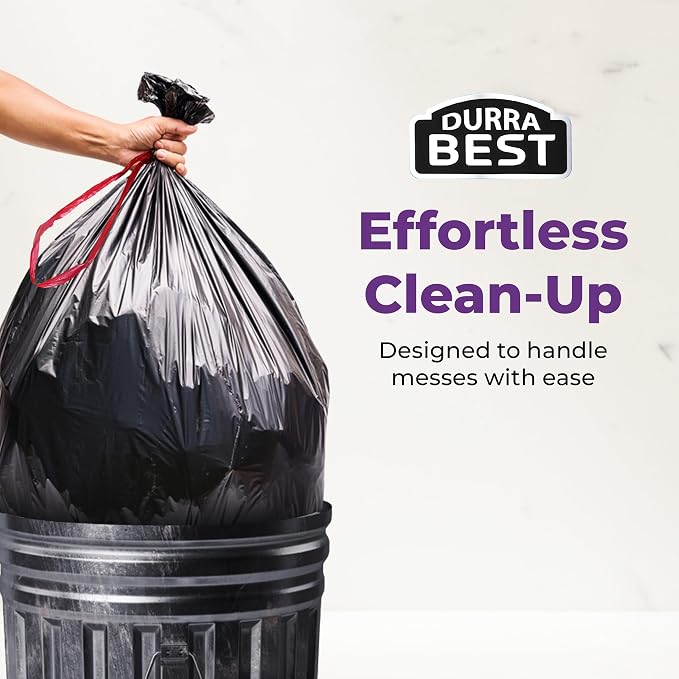 Heavy-Duty Trash Bags – 144 count, 18 Gallon Black, Ultra Thick Drawstring Garbage Bags – Leak-Resistant for Home & Commercial Use, Big Trash Bags