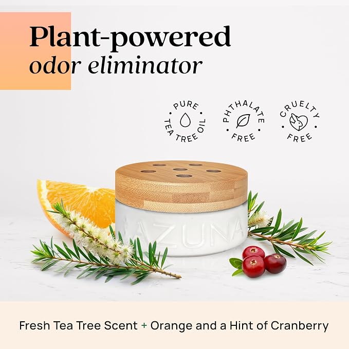 Azuna Home Odor Eliminator for Strong Odor | 24oz Gel Refill | Citrus | Plant powered air freshener with Australian tea tree oil, long lasting freshness for 60-90 days, non-toxic.