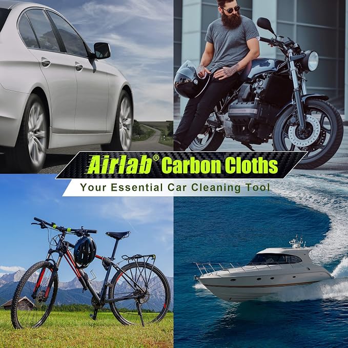 Airlab Microfiber Towels Cars Wash Drying Cleaning Cloth, Light Grey-Green | Carbon Fiber Detailing Glass Window Polishing Lint Free, Streak Free, 20" x 16", Pack of 4