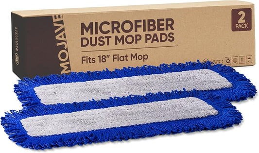 18" Mojave Microfiber Dust Mop Pads (Pack of 2) - Replacement Head & Refill for Microfiber Mops, Reusable & Machine Washable, Use for: House, Commercial, Industrial - Microfiber Wholesale