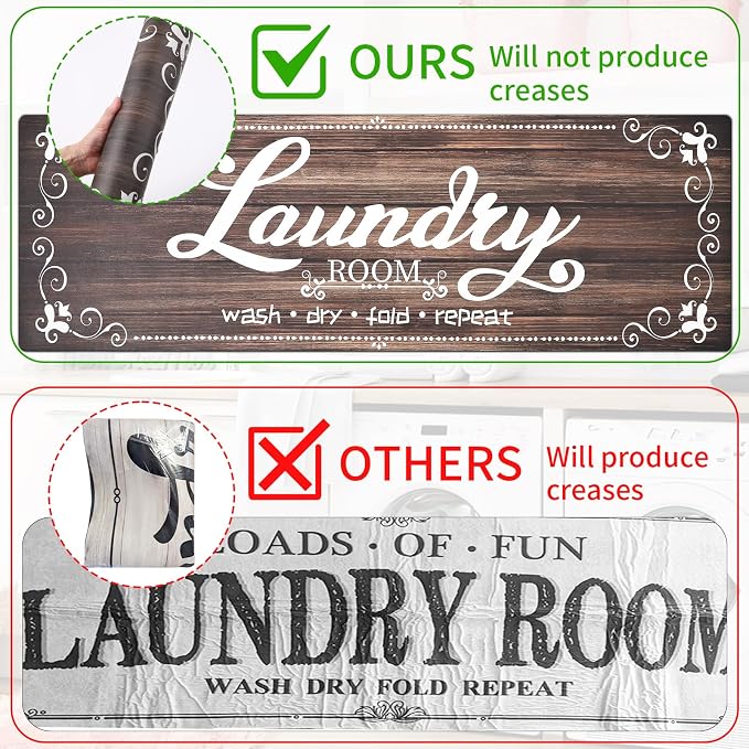 XLHOMO Laundry Room Rug Runner, 17"x60" Non Slip Brown Nappa Leather Laundry Rugs, Farmhouse Washable Floor Laundry Mats for Laundry Room, Kitchen, Washroom, Bathroom, Mudroom, Hallway Entryway Decor