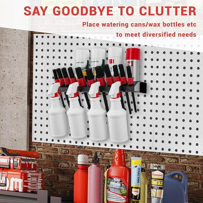 Car Detailing Brush Storage Rack Detailing Spray Bottle Holders Wall Mount | Metal Spray Can Car Cleaning Brush Organizer Bottle Hanger for Car Beauty Shop Accessory Display Auto Repair Shops Garages