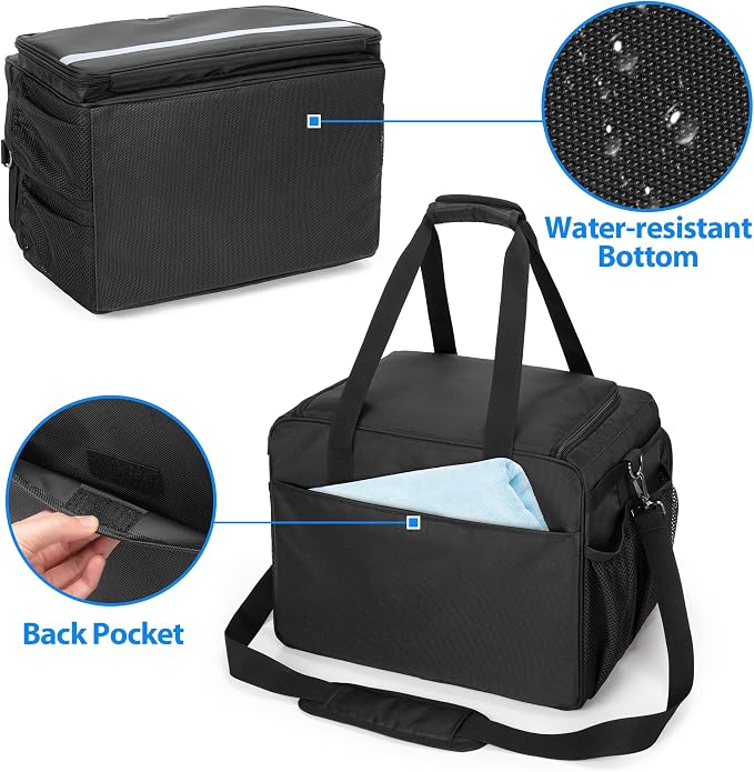 samdew Large Detailing Bag for Auto Detailing Supplies Storage, Bag Only | Cleaning Caddy for Car Care & Vehicle Wash Tools, for Detailing Bottles, Towel, Buffer & More, for on Road Trip or Car Show