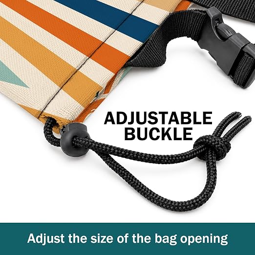 Boho Colorful Sunshine Car Trash Bag Hanging for Back Seat | Mid Century Modern Sun Canvas Drawstring Car Garbage Bag with Adjustable Buckle Vehicle Trash Can