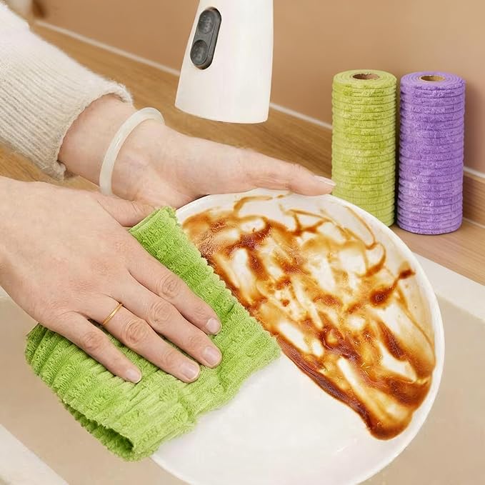 20PCS Cleaning Cloth, Reusable Wet & Dry Use Lint-Free Cleaning Rags 10"*10"(Green)
